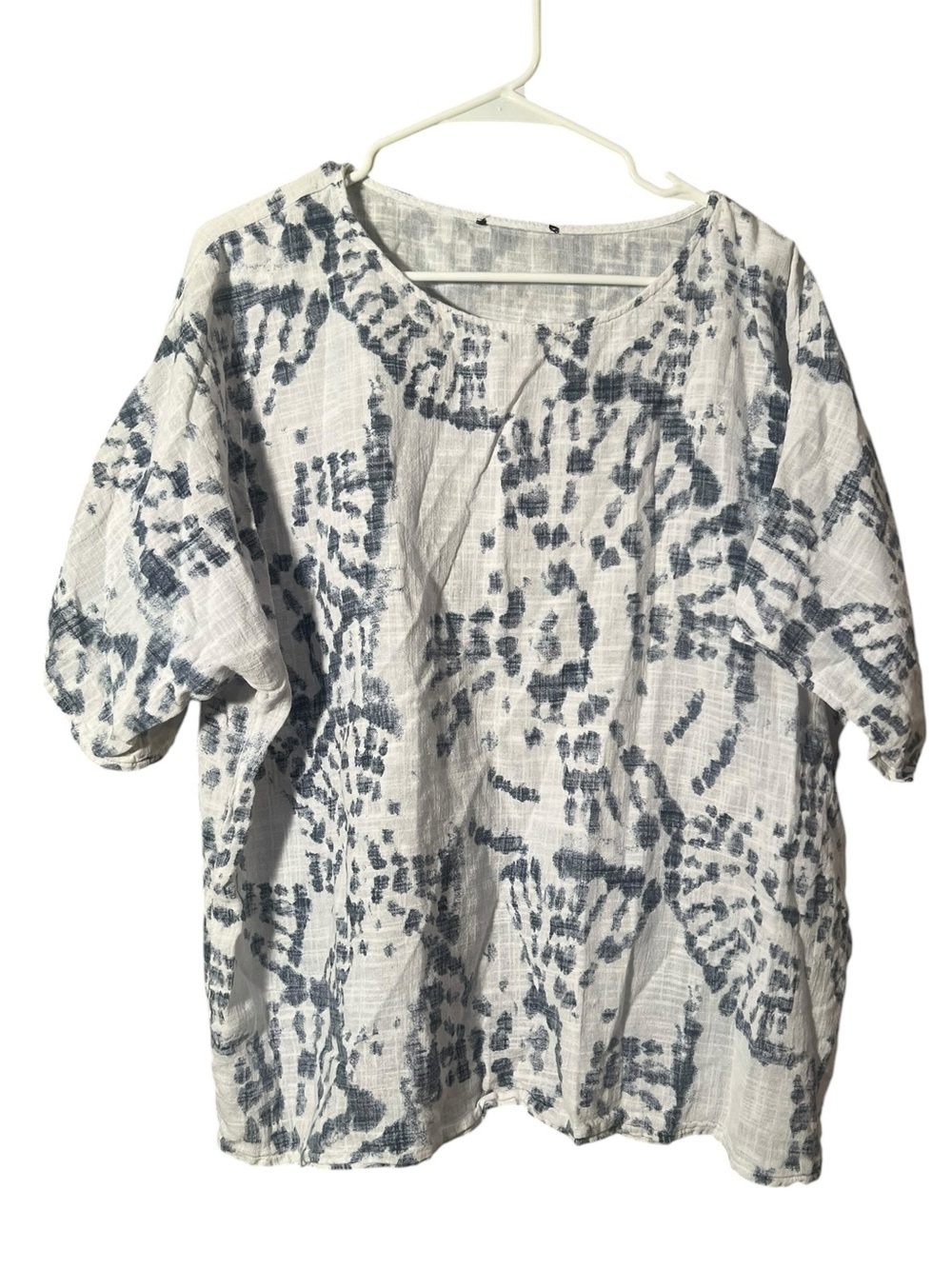 Bellambia Womens Sz XL T-Shirt White Blue Gray Tie Dye 100% Cotton Made in Italy